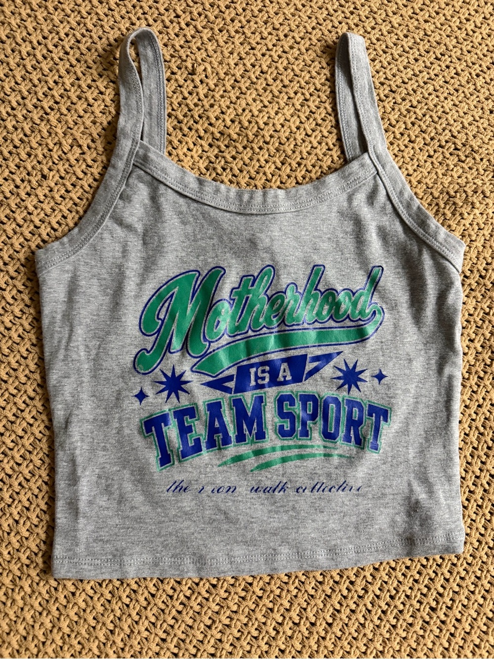 Bella Canvas Gray Crop Camisole with Green and Blue Graphic